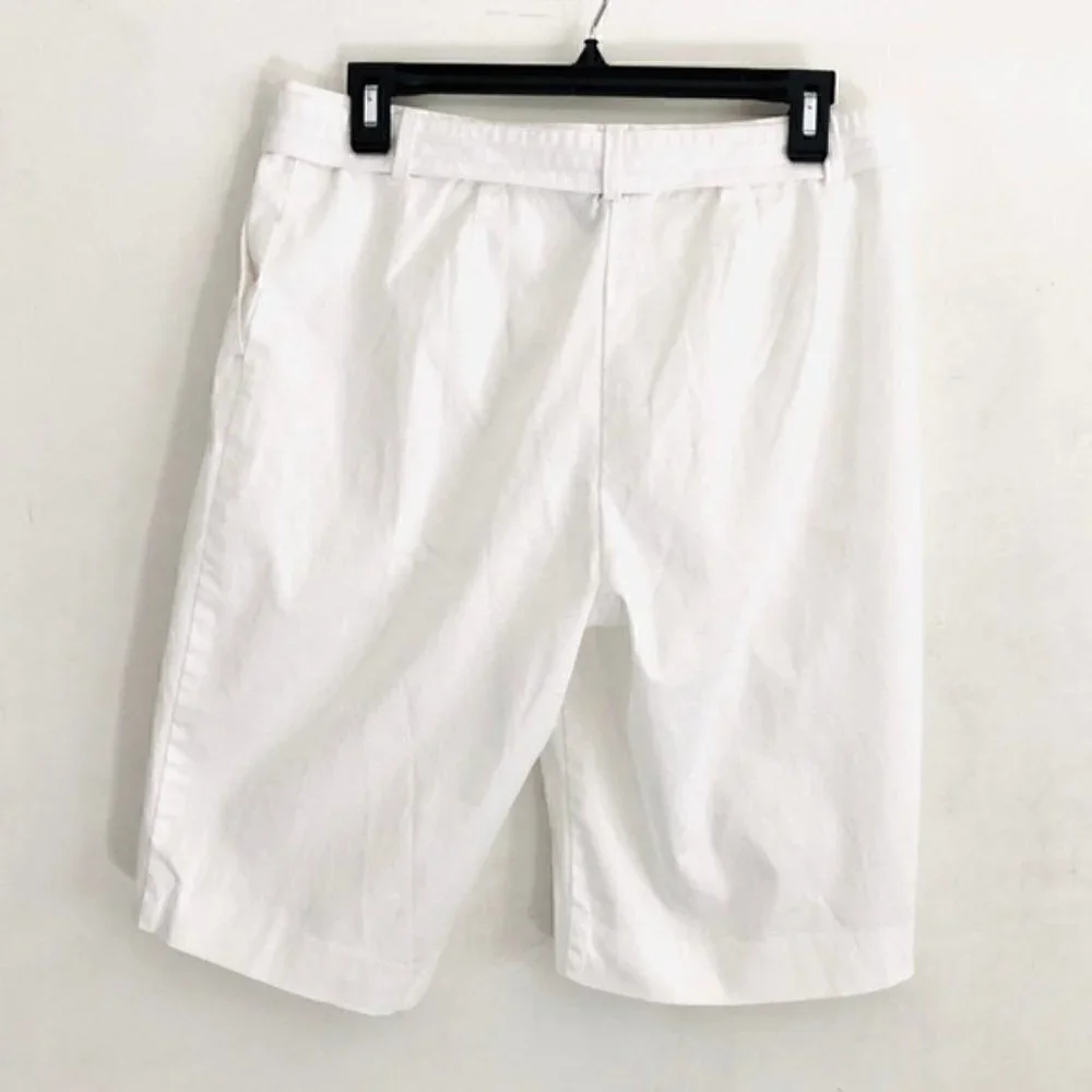 Liz Claiborne Bermuda Shorts Audra 8 D-Link Belted White Summer Nautical Boating